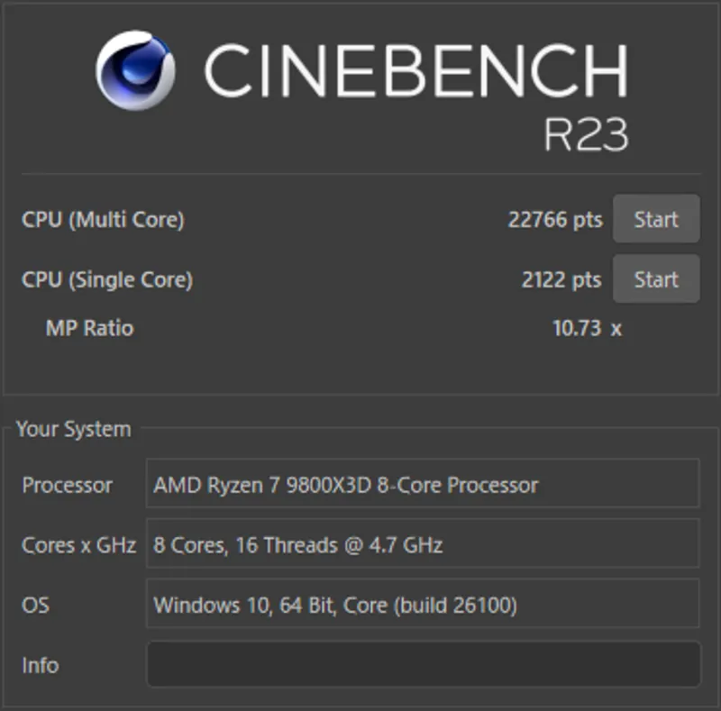 新PCでのCinebanch R23の結果