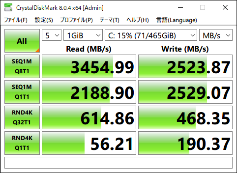 旧SSDの速度