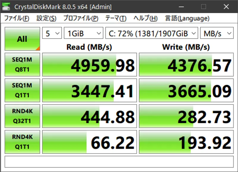 旧PCのシステムストレージの速度