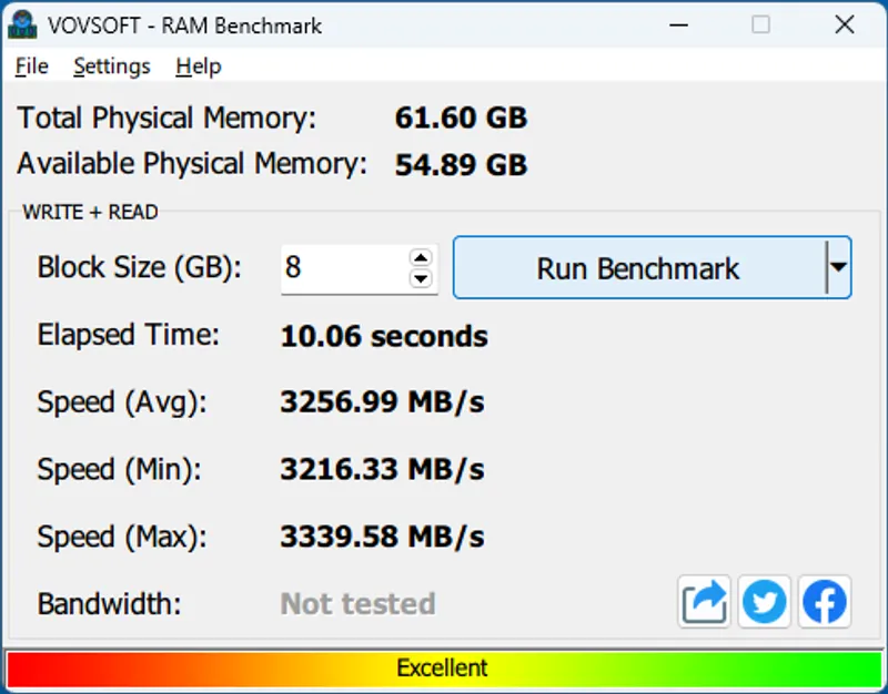 RAM Benchmark 初期設定の場合の結果